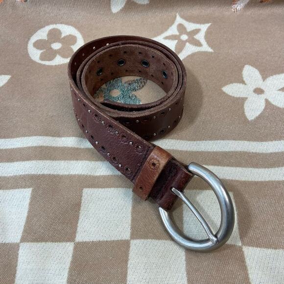 FOSSIL Women's Leather Belt Walnut Sz S Equestrian Cowgirl Western Southern Wear - Picture 1 of 8